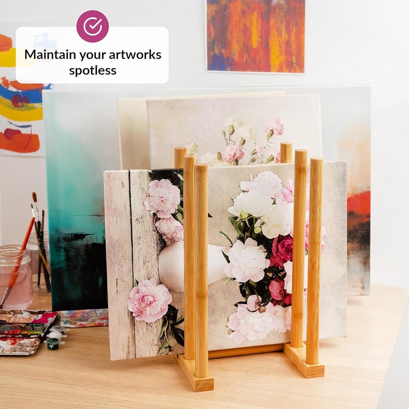 ODOXIA Art Storage Rack | Store Your Artwork Safely | Art Organizer | Optimize Your Artistic Space | Canvas Storage | Bamboo Wood Storage For Canvases - Image 3