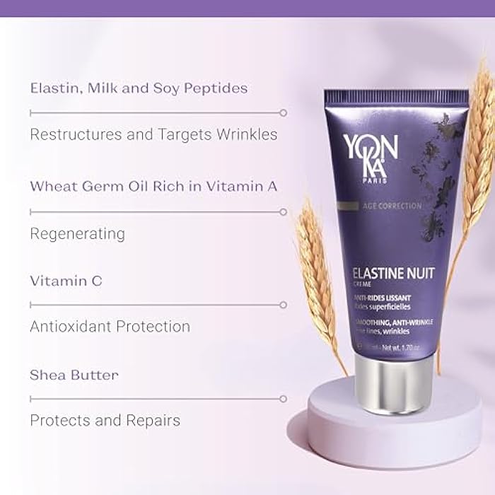 Yonka Yon-Ka Elastine Nuit Anti-Wrinkle Night Cream | Anti Aging Facial Moisturizer and Eye Cream | Soften Fine Lines and Wrinkles with Vitamin C and Elastin Peptides | Paraben-Free | 1.70 oz - Image 4