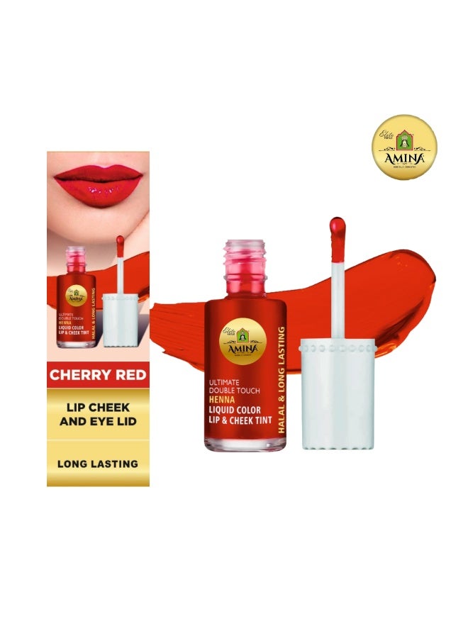 Amina Ultimate Double Touch First Ever Henna / Mehendi Base Liquid Lip & Cheek Long Lasting Tint Cherry Red (Pack Of 2) - Image 2