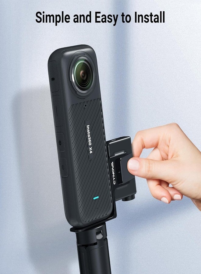 CYNOVA Insta 360 X4 Mic Mini Receiver Mount, Compatible with DJI Mic Mini, Insta360 x5, x4, x3 Aluminum Cold Shoe Mount Bracket, Black - Image 4