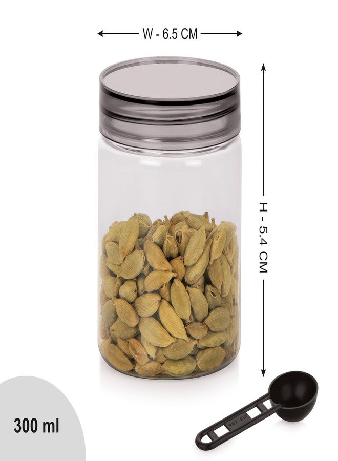 Homeor مجموعة علب تخزين بلاستيكية من هومور مع ملعقة، محكمة الإغلاق وخالية من مادة BPA، مثالية لتخزين أدوات المطبخ، حاوية متعددة الاستخدامات، حاوية تخزين للثلاجة، سعة 300 مل، طقم من 12 قطعة، لون أسود - Image 2