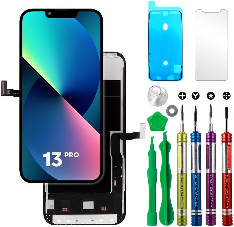 Ace Tech Cellular LCD Screen Replacement for iPhone 13 Pro (A2483, A2636, A2639, A2640, A2638) 6.1 inch Touch Display Digitizer Frame Assembly W/Complete Repair Kit - Image 1