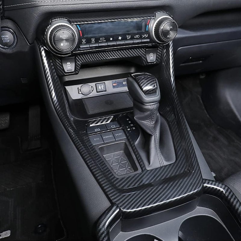YOFAMO لوحة تزيين صندوق نقل الحركة من ألياف الكربون ABS من YOFAMO لتويوتا RAV4 2019-2022 - Image 2