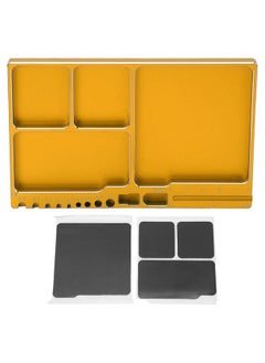 Dilwe Rc Magnetic Tray, High Strength Aluminium Alloy Magnetic Screw Tray With Magnetic Pad For Rc Model Toy Repair, Screw Tray Nut Gasket Storage Tool For Rc Car Boat Airplane Models(Golden)  - Image 1