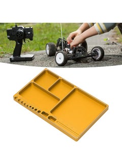 Dilwe Rc Magnetic Tray, High Strength Aluminium Alloy Magnetic Screw Tray With Magnetic Pad For Rc Model Toy Repair, Screw Tray Nut Gasket Storage Tool For Rc Car Boat Airplane Models(Golden)  - Image 3