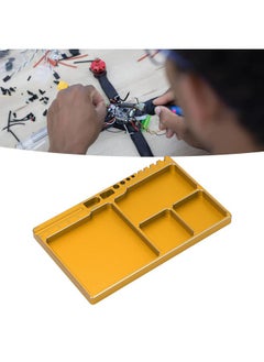 Dilwe Rc Magnetic Tray, High Strength Aluminium Alloy Magnetic Screw Tray With Magnetic Pad For Rc Model Toy Repair, Screw Tray Nut Gasket Storage Tool For Rc Car Boat Airplane Models(Golden)  - Image 4