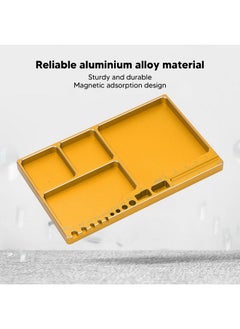 Dilwe Rc Magnetic Tray, High Strength Aluminium Alloy Magnetic Screw Tray With Magnetic Pad For Rc Model Toy Repair, Screw Tray Nut Gasket Storage Tool For Rc Car Boat Airplane Models(Golden)  - Image 5