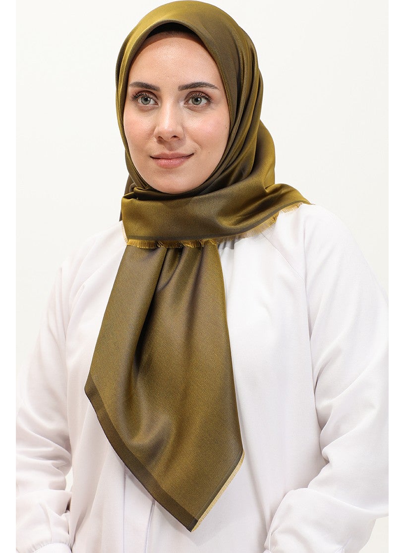 Sefa Merve Plain Scarf 1266-46 Oil Green  - Image 1