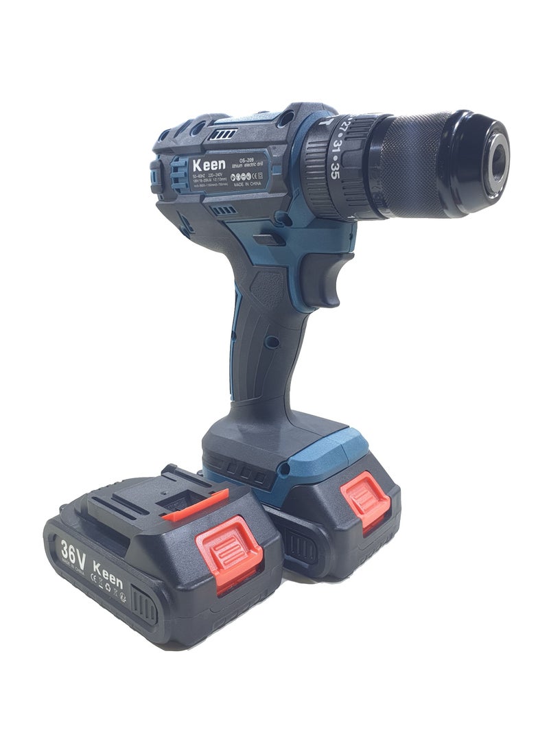 Keen Cordless drill, two 36-volt lithium batteries, iron head  - Image 1