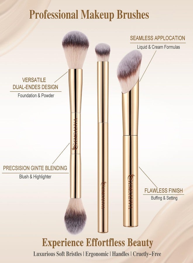 GEMSANVA Foundation Concealer Brushes,3PCS Contour Makeup Brush Set for Liquid, Powder, Bronzer, Concealer, Cream, Blus,Professional Make Brush Tools - Image 3