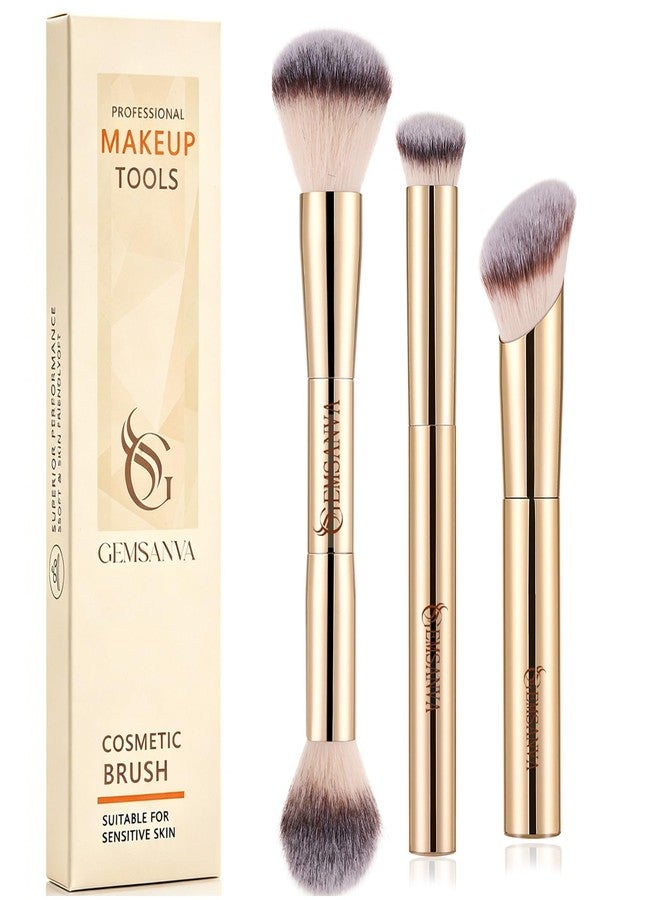 GEMSANVA Foundation Concealer Brushes,3PCS Contour Makeup Brush Set for Liquid, Powder, Bronzer, Concealer, Cream, Blus,Professional Make Brush Tools - Image 1