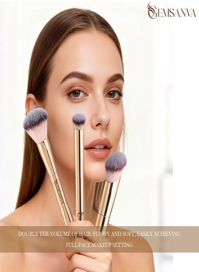 GEMSANVA Foundation Concealer Brushes,3PCS Contour Makeup Brush Set for Liquid, Powder, Bronzer, Concealer, Cream, Blus,Professional Make Brush Tools - Image 5