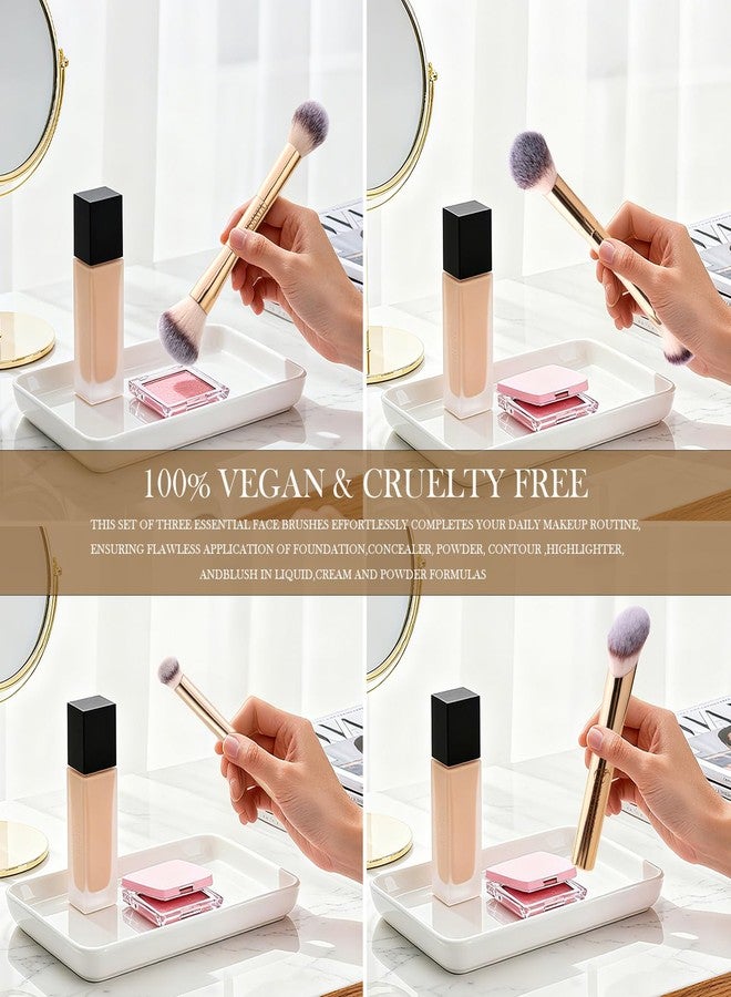 GEMSANVA Foundation Concealer Brushes,3PCS Contour Makeup Brush Set for Liquid, Powder, Bronzer, Concealer, Cream, Blus,Professional Make Brush Tools - Image 4