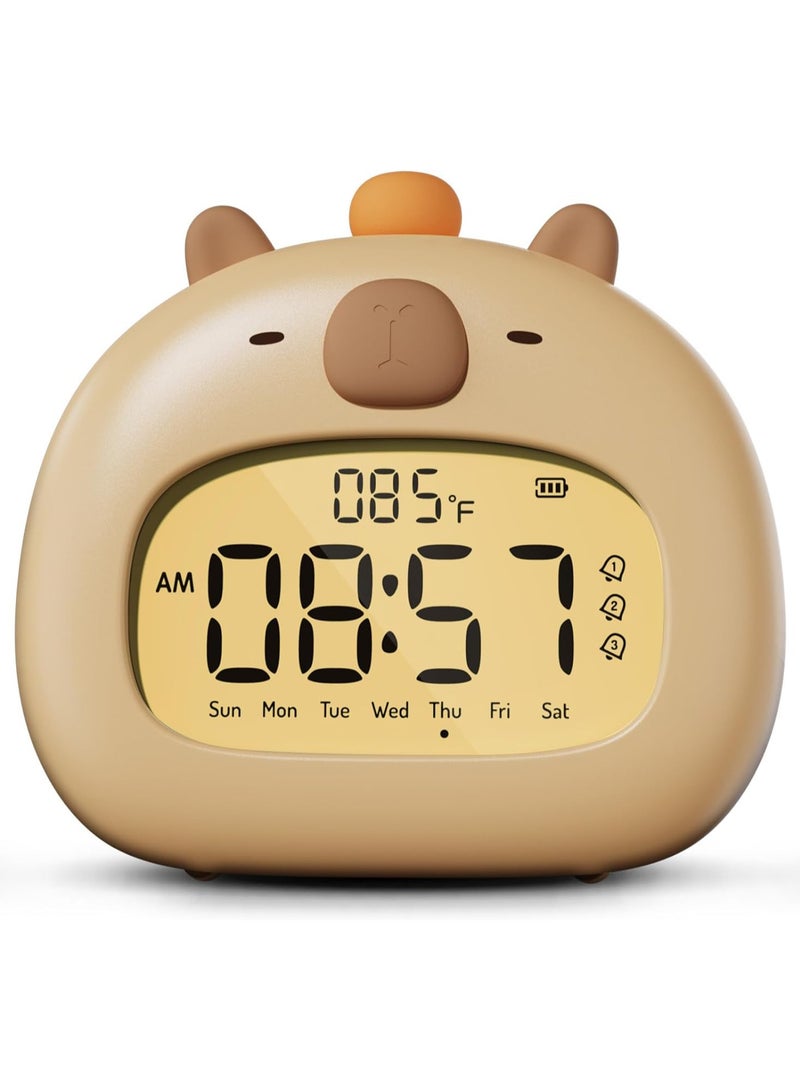 Capybara Alarm Clock for Kids, Ready to Rise Children's Sleep Trainer, Capybara Clock Dimming Night Light, OK to Wake Alarm Clock for Toddlers Boys Girls - Image 1