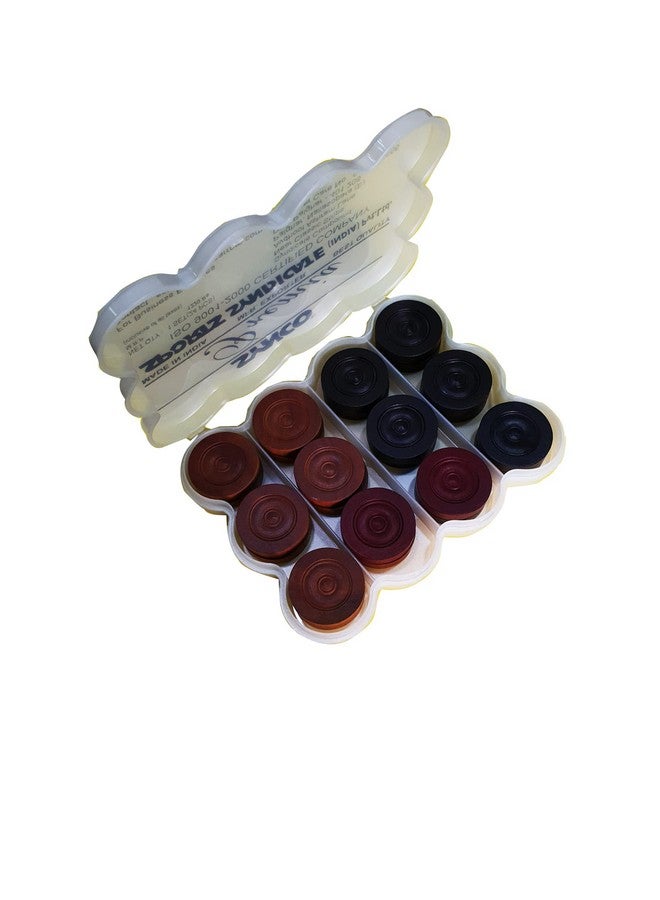 synco Synco Premia Wooden Carrom Coins 24 (11 Brown + 11 Black + 2 Red) in Premium Box (PVCbox) - Image 1