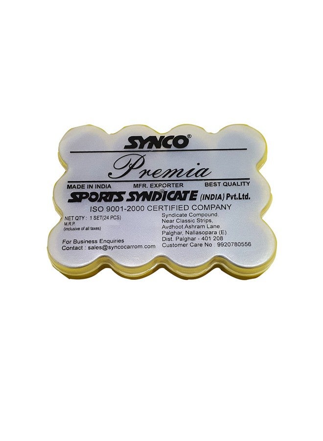 synco Synco Premia Wooden Carrom Coins 24 (11 Brown + 11 Black + 2 Red) in Premium Box (PVCbox) - Image 2
