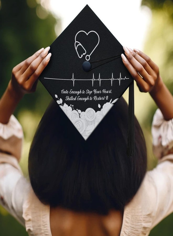 ADVANSYNC Cute Enough To Stop Your Heart, Skilled Enough To Restart It Graduation Cap Topper - Image 3