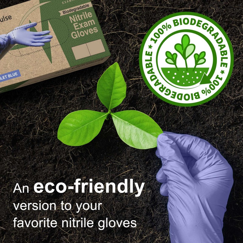 FifthPulse Biodegradable Disposable Medical Gloves Large - 150 Count - Violet Blue Nitrile Gloves - Medical Exam Powder and Latex Free Gloves - Surgical and Dental Grade with Textured Fingertips - Image 2