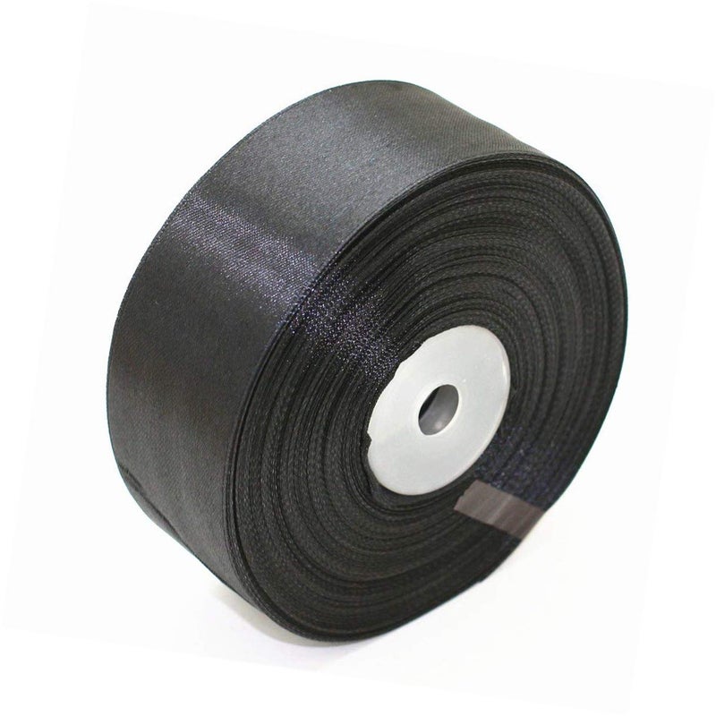 SWTOOL 1 Solid Satin Ribbon 50 Yards Roll for Wedding Details Sewing Projects Gift Wrapping Invitation Embellishments and Crafting Projects Etc Black