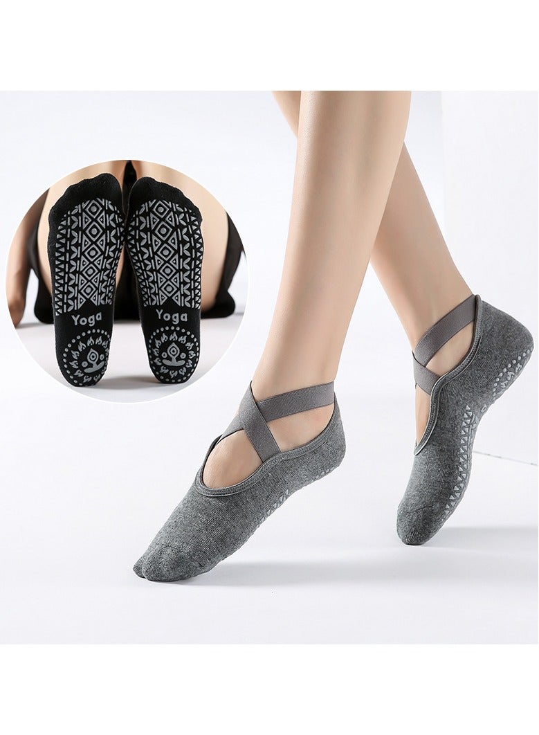 JoyousSto 3 Pairs Yoga Socks For Women，Non Slip Socks Pilates Socks For Yoga,Pilates， Ballet, Dance, Workout，Black/Grey/Red  - Image 3