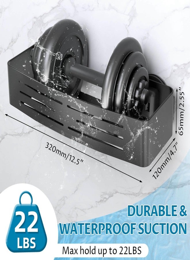 Onemake Suction Cup Shower Caddy, 2-Pack Shelf Organizer for Bathroom with Portable Hooks, Corner Shower Caddies with Towel Bar, Matte Black - Image 4