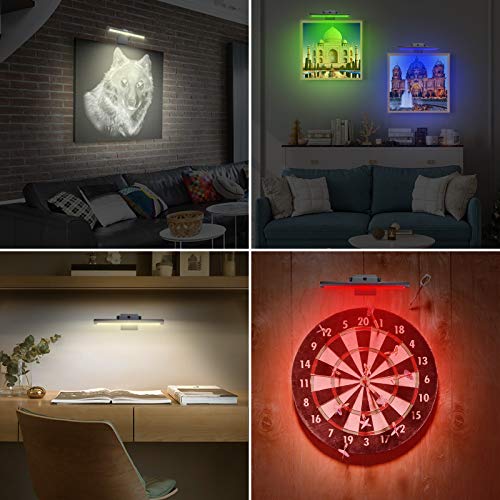 LUXSWAY Rechargeable Picture Light,Wireless Painting Lights,12 Colors Changing Artwork Lights with Rotate Head,10000mAh Display Art Lighting for Dart Board Poster Gallery - Image 4