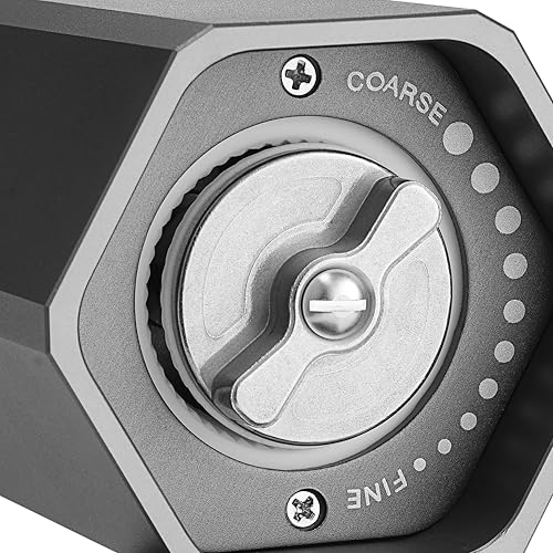 HexClad HexMill Salt Grinder, Professional Grade Heavy-Duty, Refillable, Aluminum Gunmetal Gray, Adjustable Ten Grind Settings - Image 3