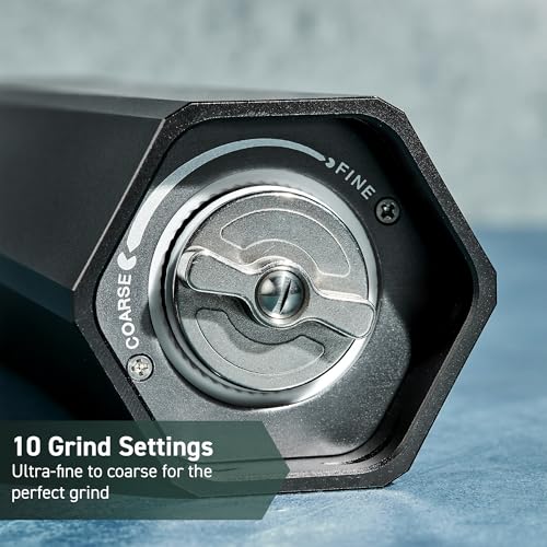 HexClad HexMill Salt Grinder, Professional Grade Heavy-Duty, Refillable, Aluminum Gunmetal Gray, Adjustable Ten Grind Settings - Image 5