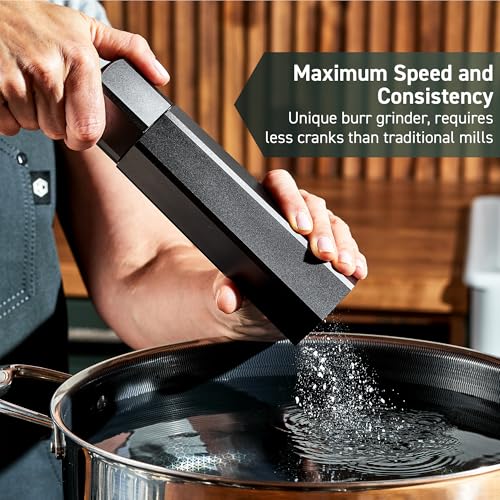 HexClad HexMill Salt Grinder, Professional Grade Heavy-Duty, Refillable, Aluminum Gunmetal Gray, Adjustable Ten Grind Settings - Image 4