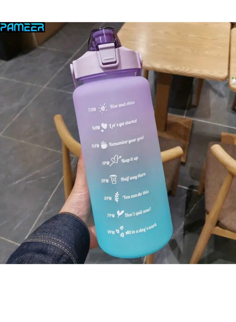 PAMEER Water Bottle,  64oz/2L Motivational Water Bottle with Straw and 2D+3D Stickers, Time Marker Sports Drinking Water Bottle, Leak-Proof BPA Free, Perfect for Office, Fitness, Gym & Outdoor Sports - Image 2