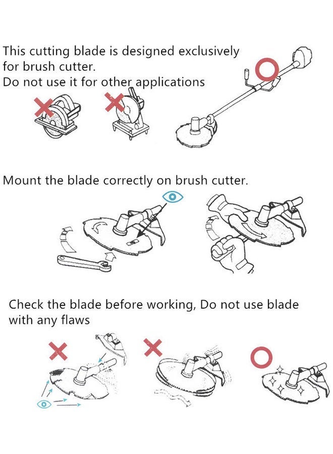 NIBEMINENT 2-Piece Lawn Mower Brush Cutter Blade With Adapter Accessories Set Silver - Image 3