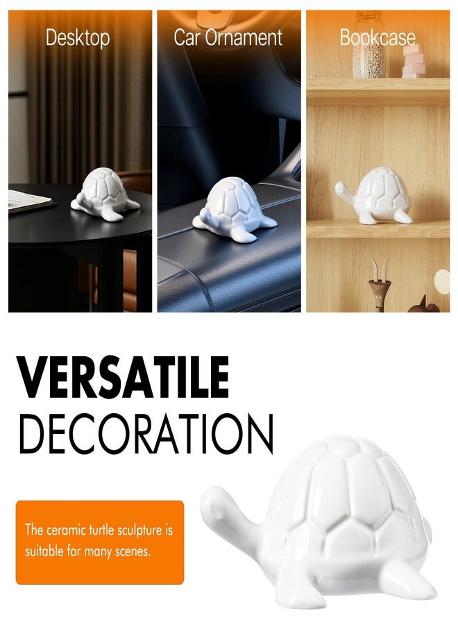 BASDHE Turtle Statue - Small Turtle Statues Home Decor Modern Style Figurine Decorative Ornaments for Living Room, Bedroom, Bookshelf, Desk, Car (White) - Image 4