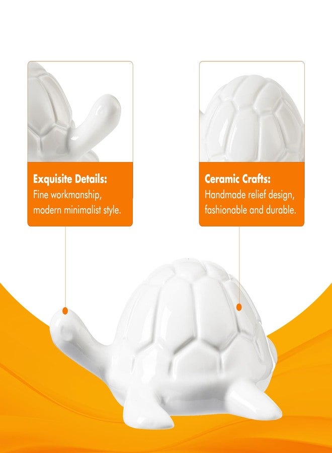 BASDHE Turtle Statue - Small Turtle Statues Home Decor Modern Style Figurine Decorative Ornaments for Living Room, Bedroom, Bookshelf, Desk, Car (White) - Image 3