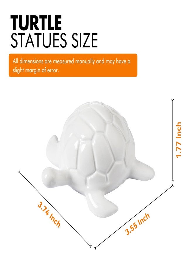 BASDHE Turtle Statue - Small Turtle Statues Home Decor Modern Style Figurine Decorative Ornaments for Living Room, Bedroom, Bookshelf, Desk, Car (White) - Image 2
