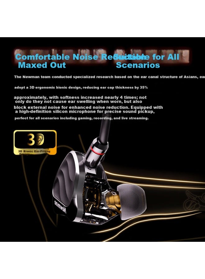 Newmine Latest In-ear Wired Gaming Earphones Delta Operation Computer Fps With Mic Hifi Audiophile Sound Positioning Chicken Dinner Esports Detachable Cable - Image 5