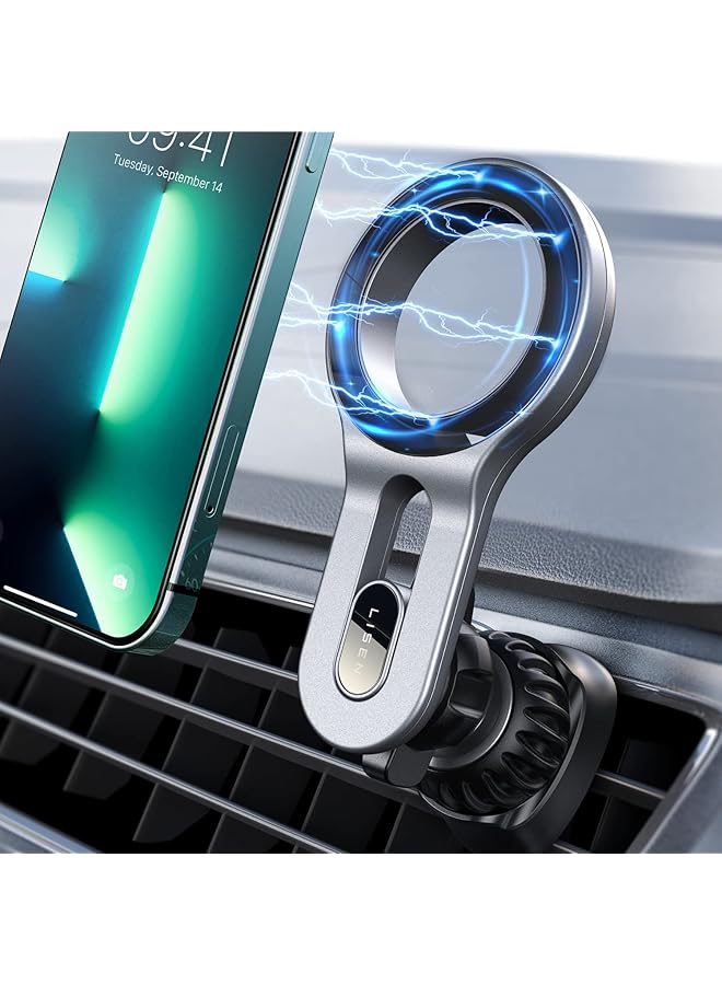 Excefore Compatible For Magsafe Car Mount, Magnetic Phone Holder For Car [Easily Install] Hands Free Iphone Car Holder Mount Fit For Iphone 13 14 Pro Max Mini Magsafe Case, Silver - Image 1