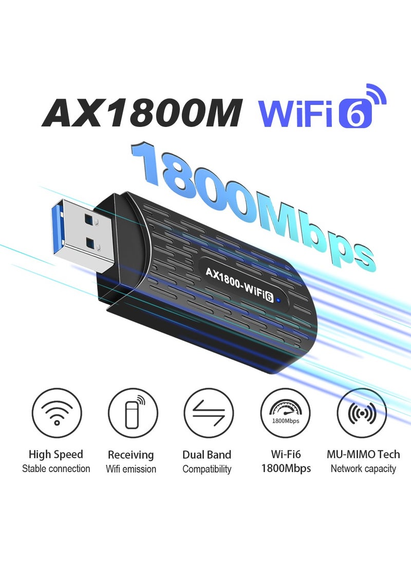  أورا سيليكت محول واي فاي USB - 1800 ميغابت في الثانية ثنائي النطاق 2.4 جيجا هرتز/5 جيجا هرتز مستقبل خارجي للشبكة اللاسلكية، USB 3.0، FEM، 1024-QAM، يدعم ويندوز 10/11 - Image 1