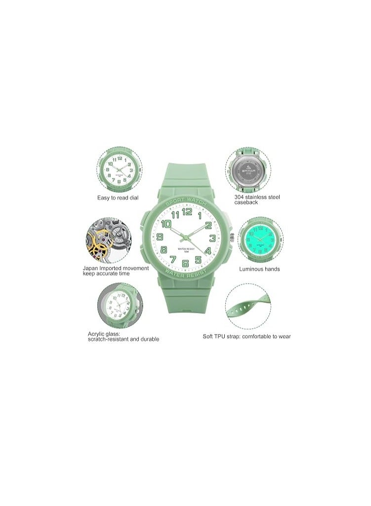 SYOSI ساعة أطفال، ساعة رياضية خارجية مقاومة للماء للأطفال، ساعة تناظرية للأطفال سهلة القراءة لتعليم الوقت بقرص كبير، ساعة تناظرية مع إضاءة خلفية، هدايا للأطفال، ساعة معصم بسيطة، حزام ناعم من 5-18 سنة - Image 4