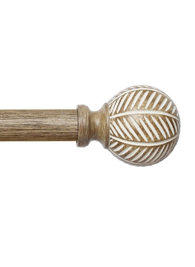 UNCONSIL Wood Curtain Rods for Windows: 1 Inch Adjustable Heavy Duty Curtain Rod 48" to 86" with Imitation Wood Grain Leaf Pattern Finials,Boho Rustic Decorative Drapery Rods - Image 1