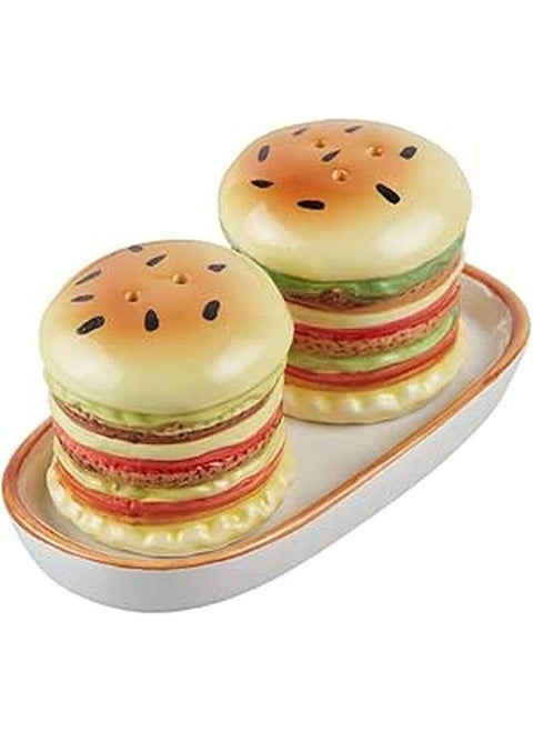 Porcelain Funny Salt and Pepper Shakers, Salt and Pepper Mill Set 2 Pieces with Plate, Housewarming Gift - 1 Set Assorted Design - Design May Vary