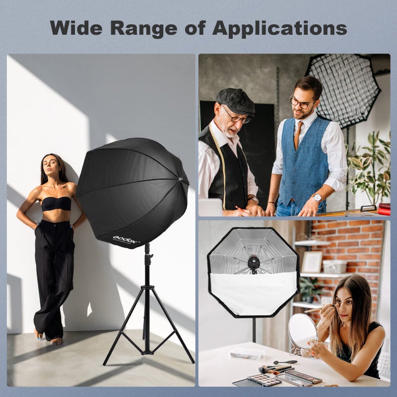 Godox 31.5" / 80cm Octagon Reflective Umbrella Soft Box Silver with Carrying Bag Portable Octagon Flash Umbrella Softbox Reflector Octabox for Studio Photography Flash Speed Light - Image 5