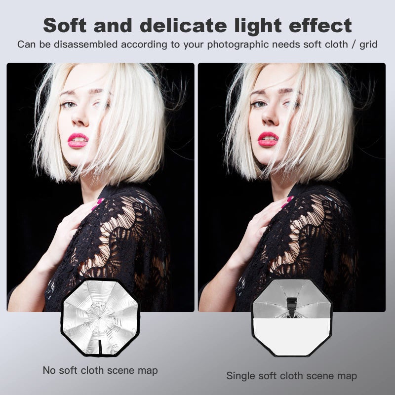 Godox 31.5" / 80cm Octagon Reflective Umbrella Soft Box Silver with Carrying Bag Portable Octagon Flash Umbrella Softbox Reflector Octabox for Studio Photography Flash Speed Light - Image 3
