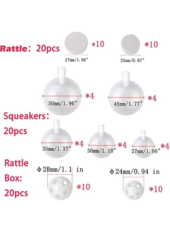Myanmmm 60pcs Rattle Box Repair Toy-Squeakers, Rattle Balls, Rattles Boxes Mixed for Sewing in Noise Maker Insert Pet Baby Toys - Image 2