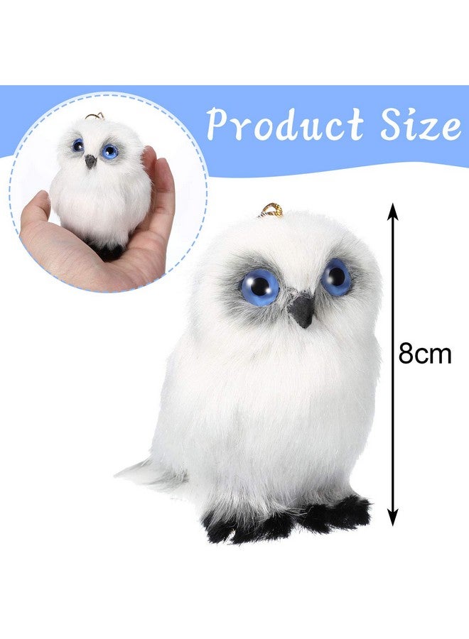 Skylety 6 Pcs Mini Stuffed Owl Plush Toy 3.2 Inch White Soft Plush Owl Animal Hanging Ornament DIY Keychain for Birthday Decorations Party Presents - Image 2
