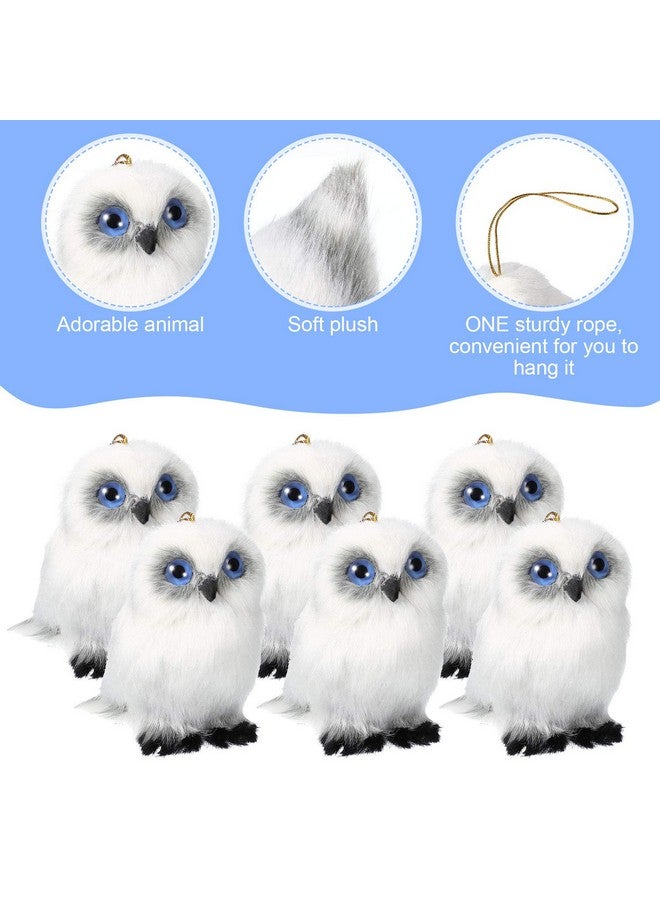 Skylety 6 Pcs Mini Stuffed Owl Plush Toy 3.2 Inch White Soft Plush Owl Animal Hanging Ornament DIY Keychain for Birthday Decorations Party Presents - Image 3