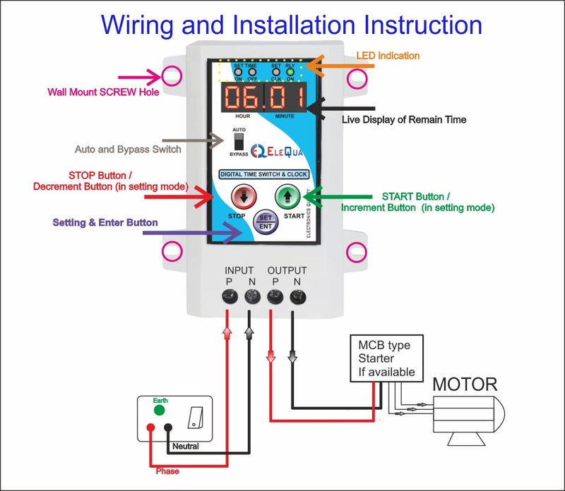 ELEQUA 15Amp1HP Digital Timer Switch and Clock for Street Light Glow Sign Board Etc Auto ON and Off10Programm Day  - Image 2