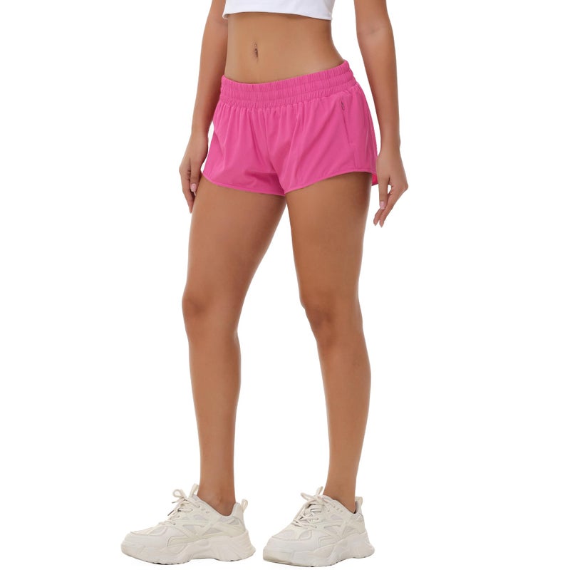 Aurefin Lightweight Athletic Shorts for Women, Quick Dry Running Shorts with Zip Pocket and Liner Womens Gym Workout Shorts Sonic Pink XS - Image 4