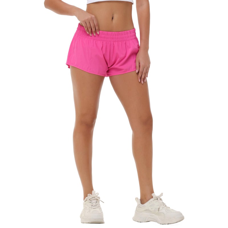 Aurefin Lightweight Athletic Shorts for Women, Quick Dry Running Shorts with Zip Pocket and Liner Womens Gym Workout Shorts Sonic Pink XS - Image 5
