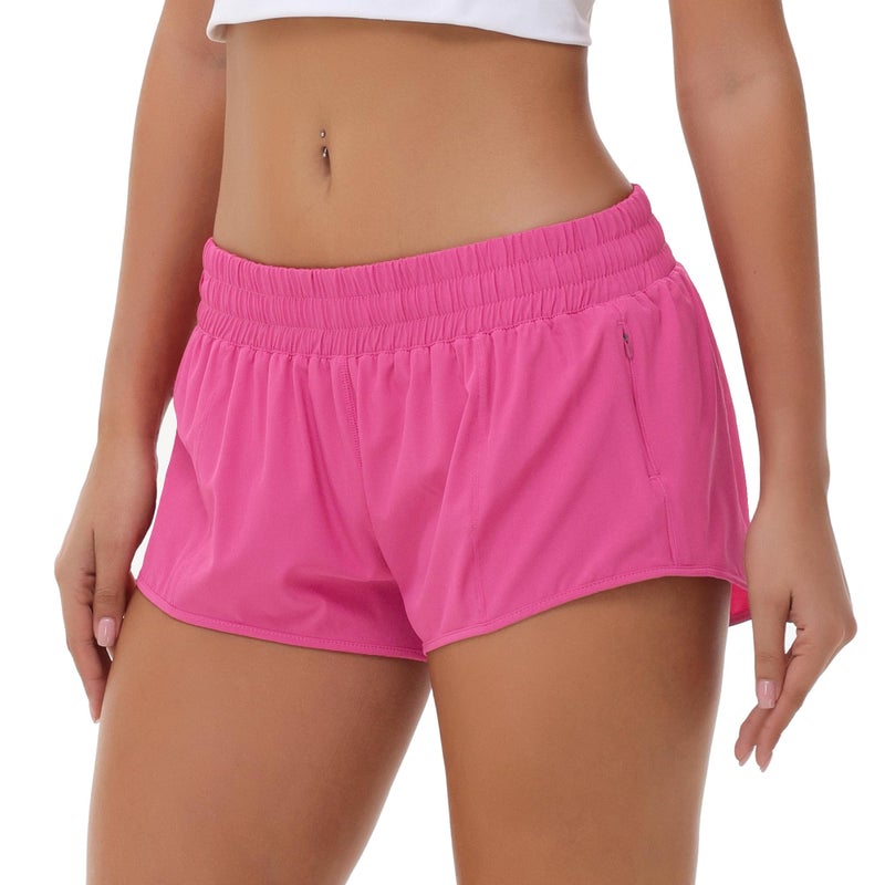 Aurefin Lightweight Athletic Shorts for Women, Quick Dry Running Shorts with Zip Pocket and Liner Womens Gym Workout Shorts Sonic Pink XS - Image 1