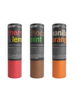 Hurraw! Hurraw Cherry Lemon Chocolate Mint  Vanilla Orange Lip Balm 3 Pack Bundle PlasticFree with new cardboard pushup tube Certified Organic Natural  Vegan Bee Shea Soy  Palm Free Made in USA 